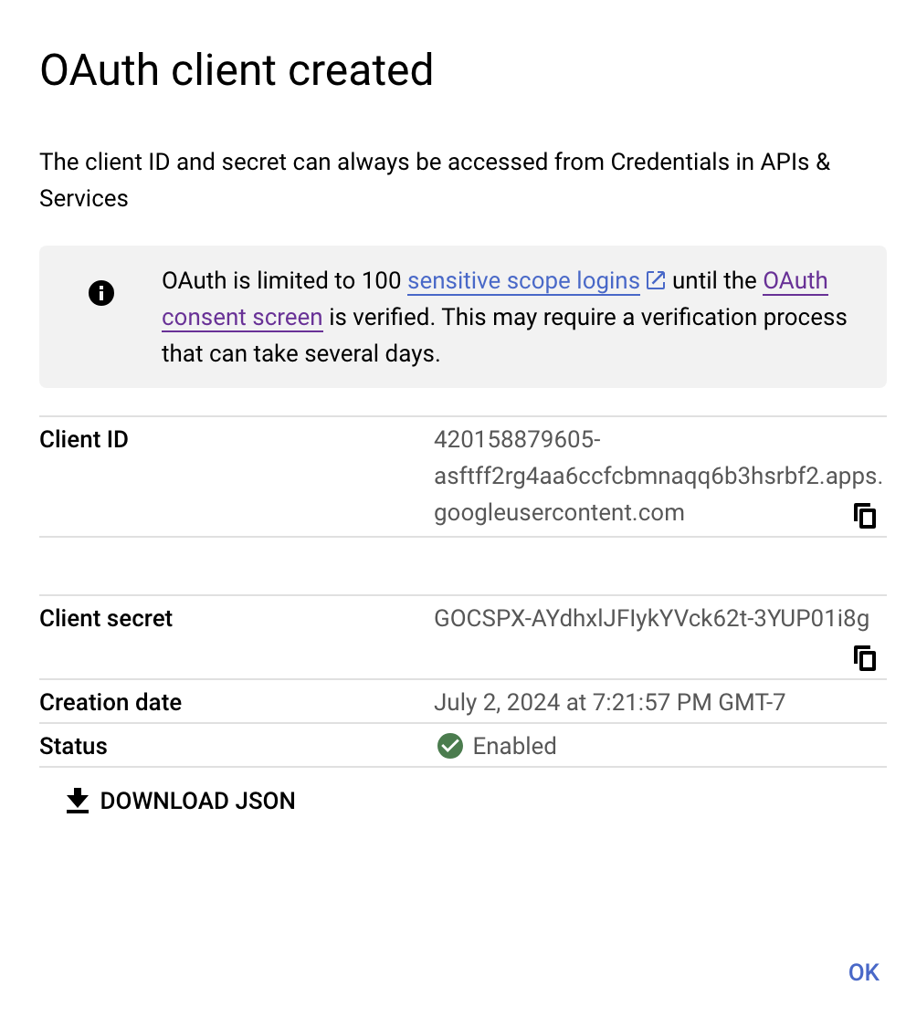 Select OAuth ClientId